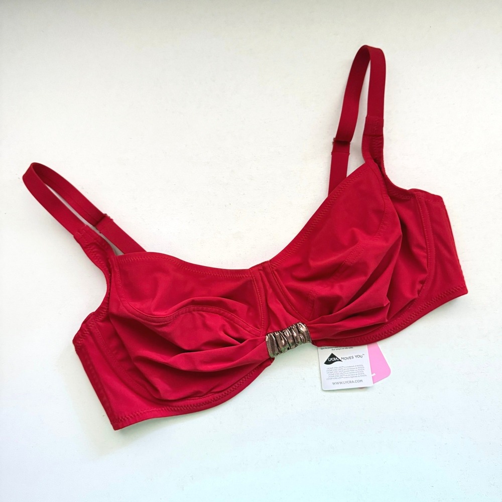 Antigel by Lisa Charmel La Smart Cherie Red Underwire Bikini Top Size 34F